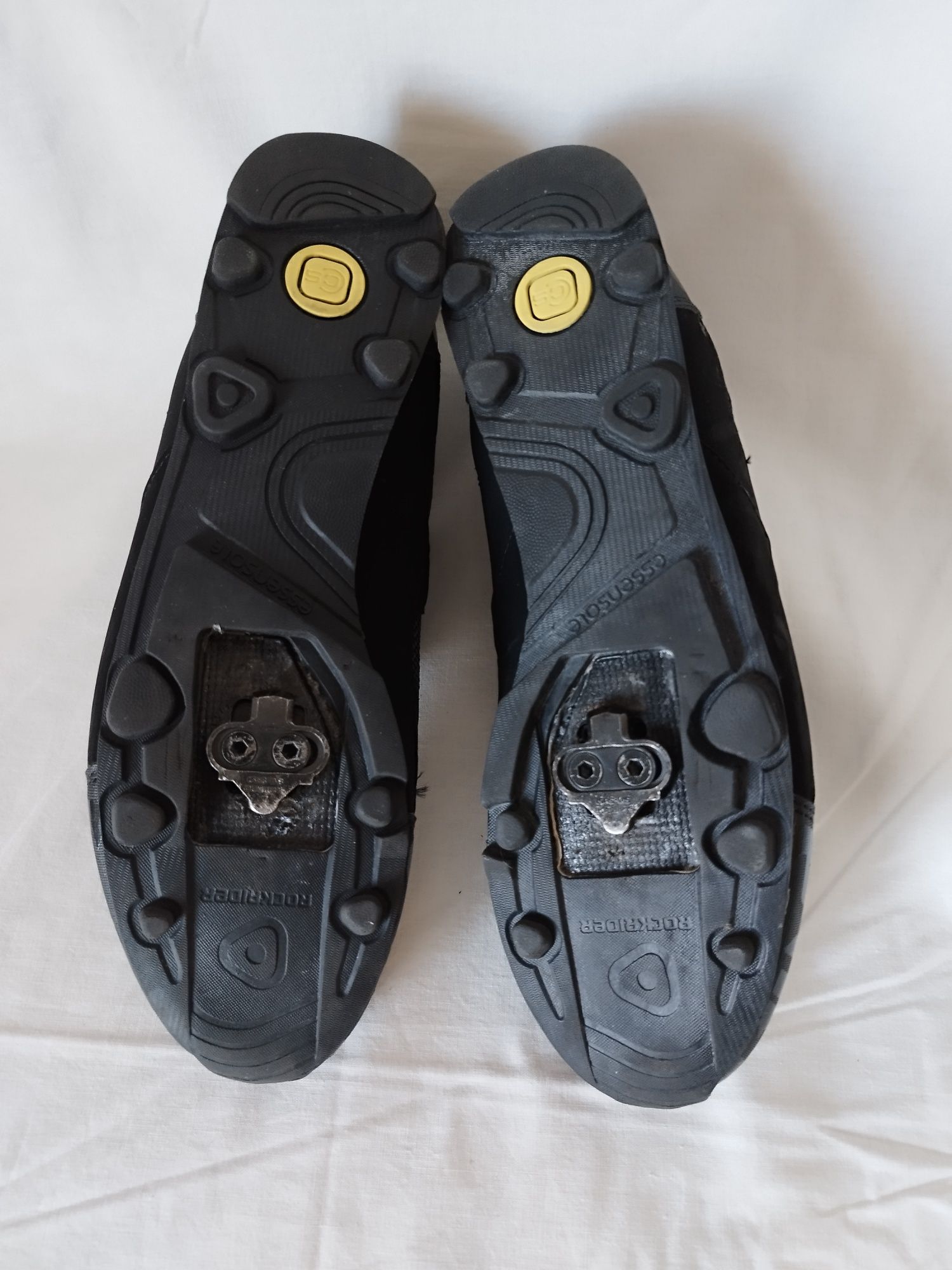 Sapatilhas ciclismo rockrider preto amarelo tamanho 43