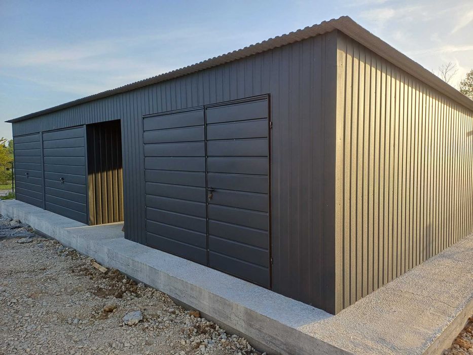 Garaż Blaszany+Zadaszenie Boczne|Magazyn|Konstrukcja Stalowa– ROMSTAL*