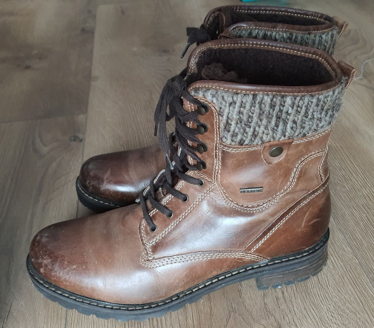 Buty zimowe skórzane r.40, HIGHLAND CREEK, ciemny brąz, bardzo ciepłe