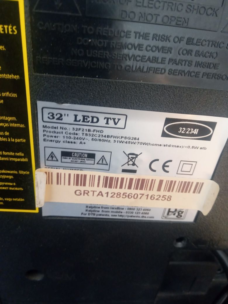 Telewizor technika 32f21b fhd uszkodzony