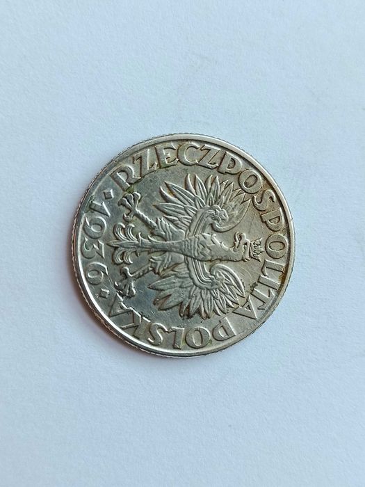 2 zł 1936 rok Żaglowiec nr.1 oryginał  piękny stan Srebro