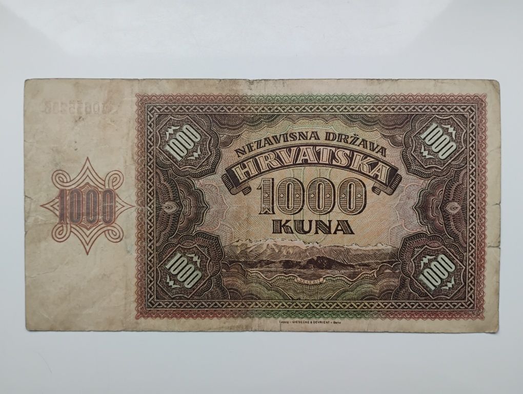 Banknot Chorwacja - 1 tys. kuna z 1941 r.