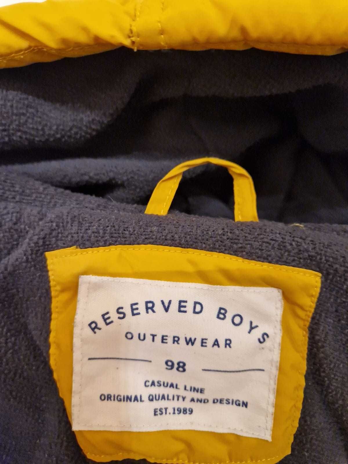 Reserved Pikowana żółta kurtka z ociepleniem, roz. 98