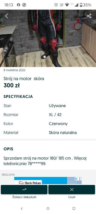 Skóra na motor strój