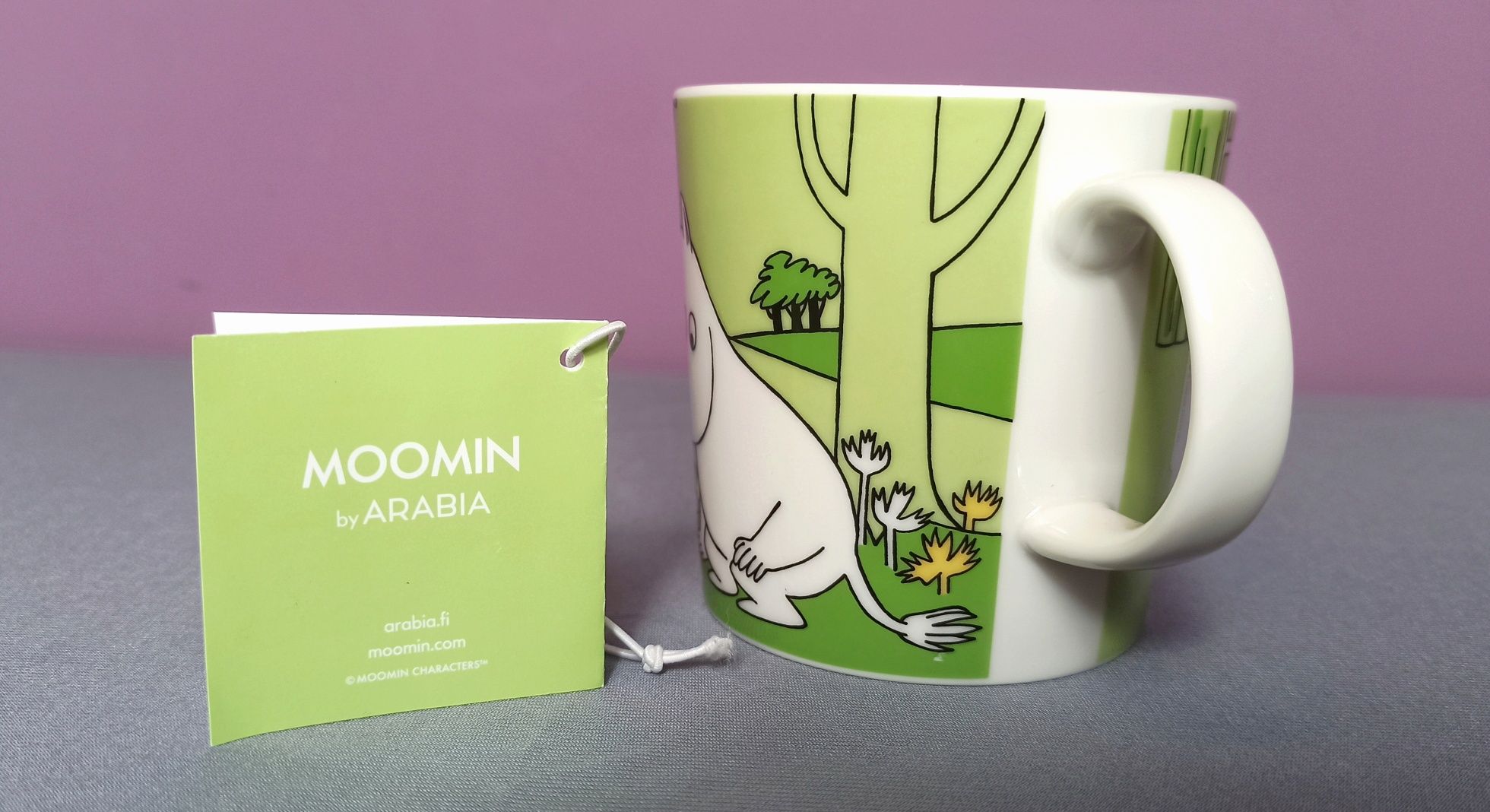 MUMINKI kubek Moomin Arabia Finland - z naklejką i zawieszką - Muminek