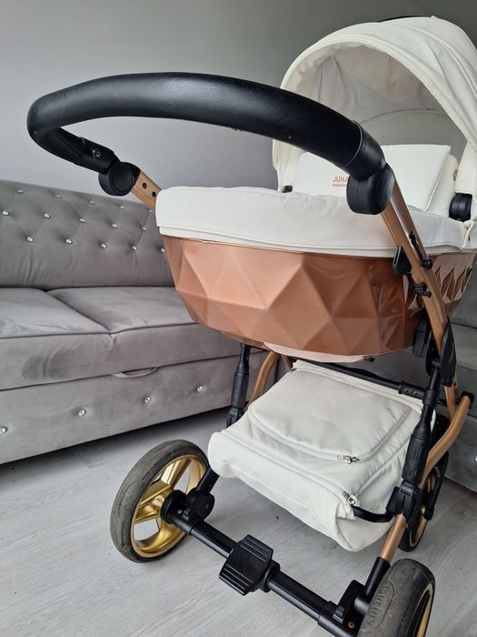 Wozek Junama diamond mirror satin bialy ekoskóra uniwersalny wysyłka