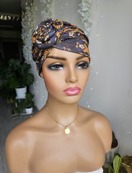 Turban czapka chustka na głowę w trakcie leczenia chemioterapii Soa