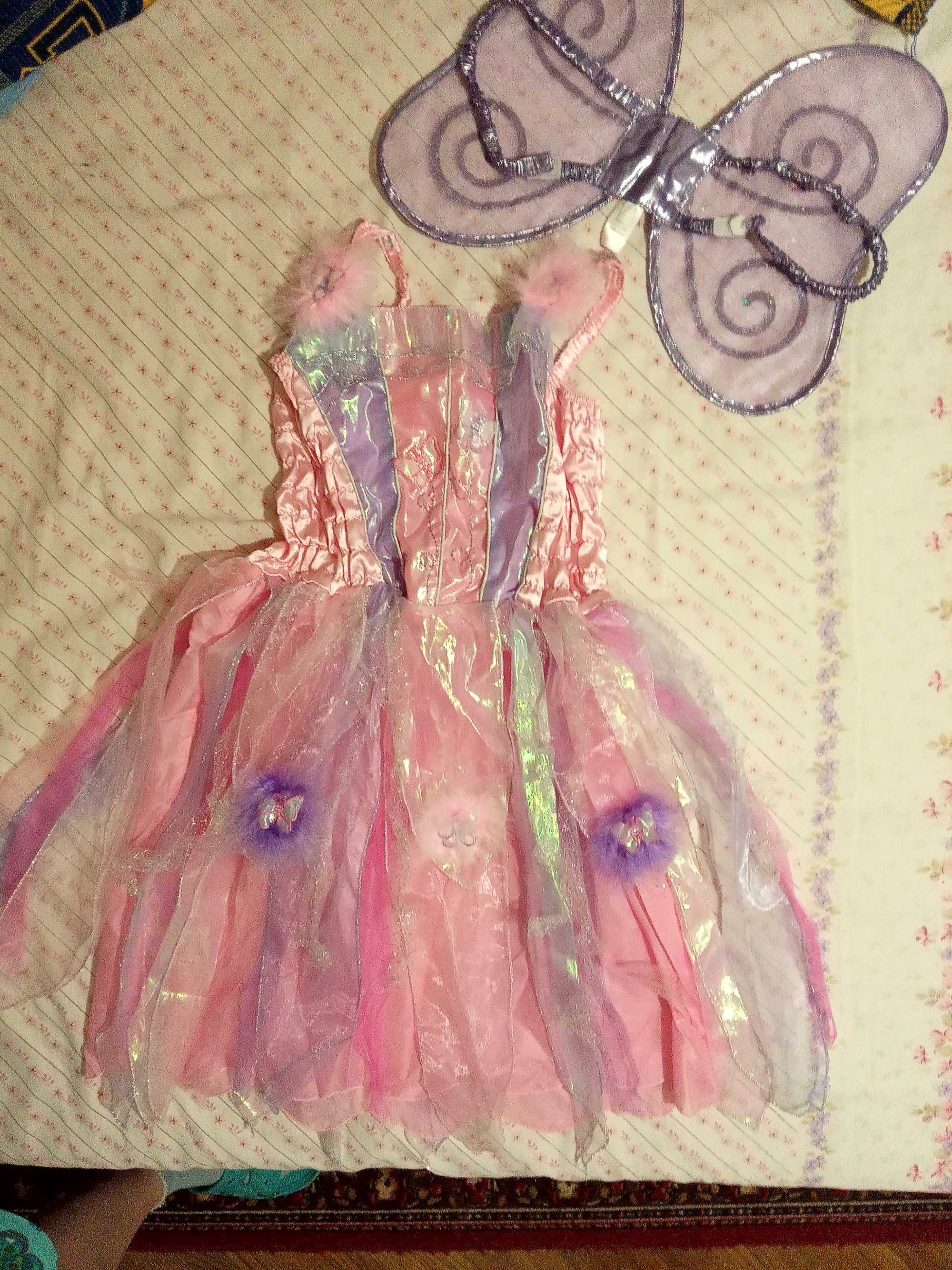 5-7л Новый карнавальный костюм платье бабочка фея принцесса