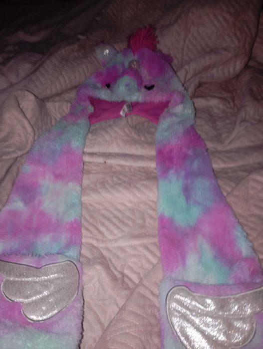 Czapka z szalikiem w kształcie jednorożca dla dziecka 104-128cm