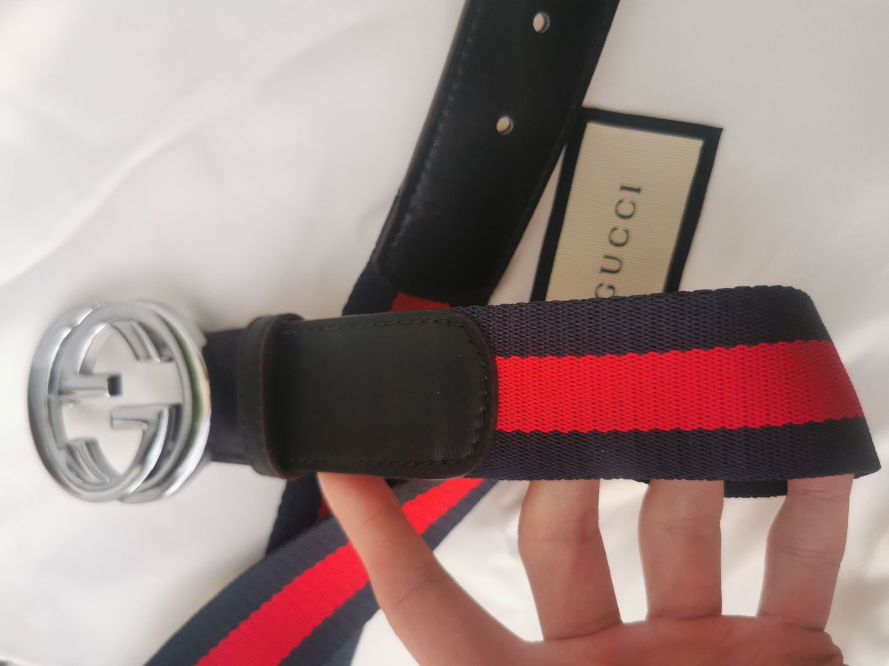 Pasek Gucci GG Web blue red