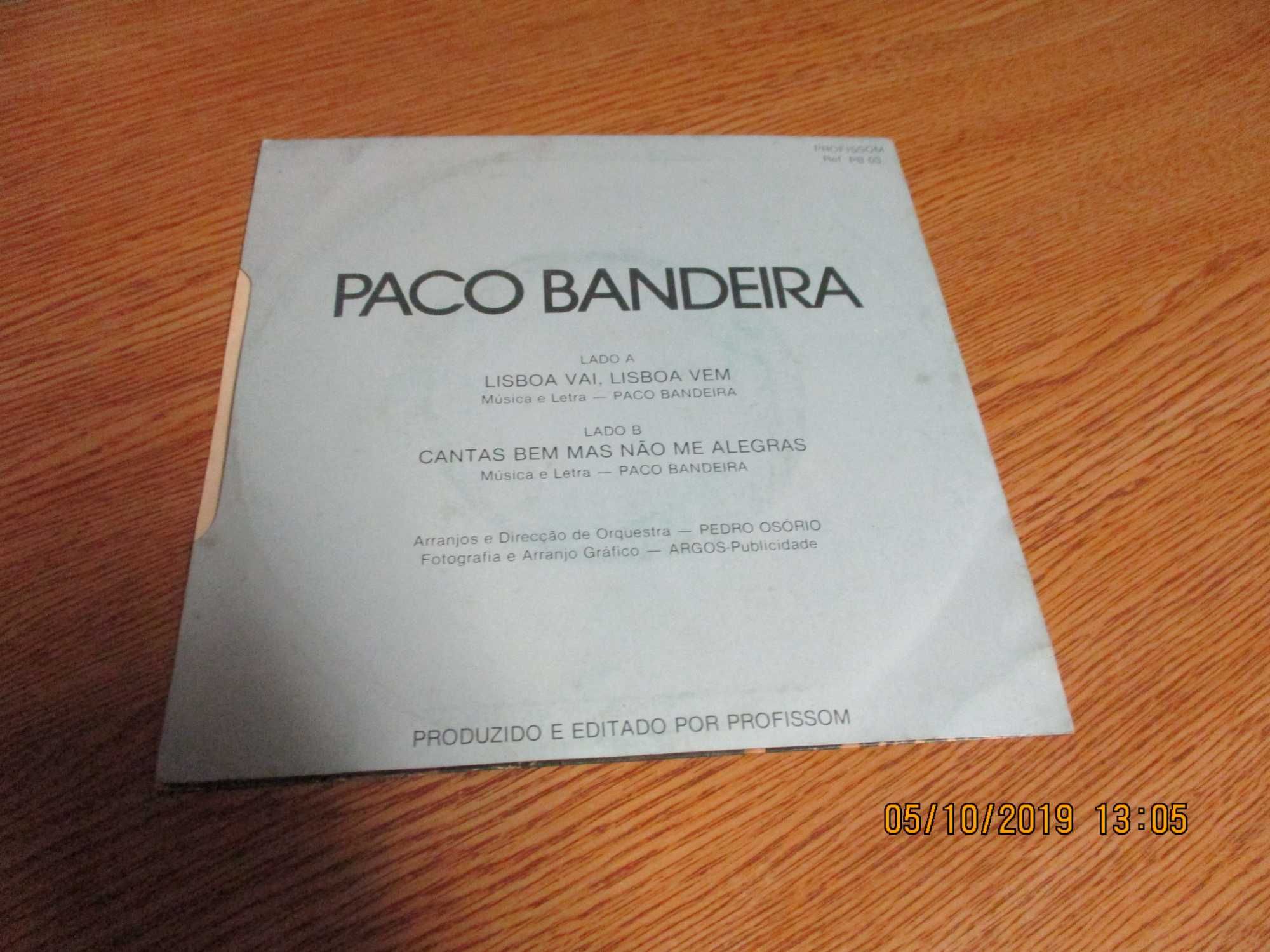 Disco vinil single Paco Bandeira Lisboa