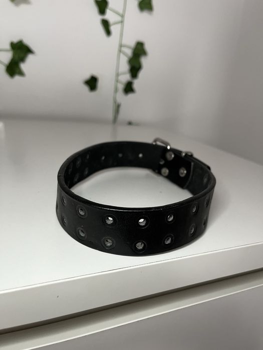 choker obroża skórzana emo ghotic y2k grunge alternative metalic opium