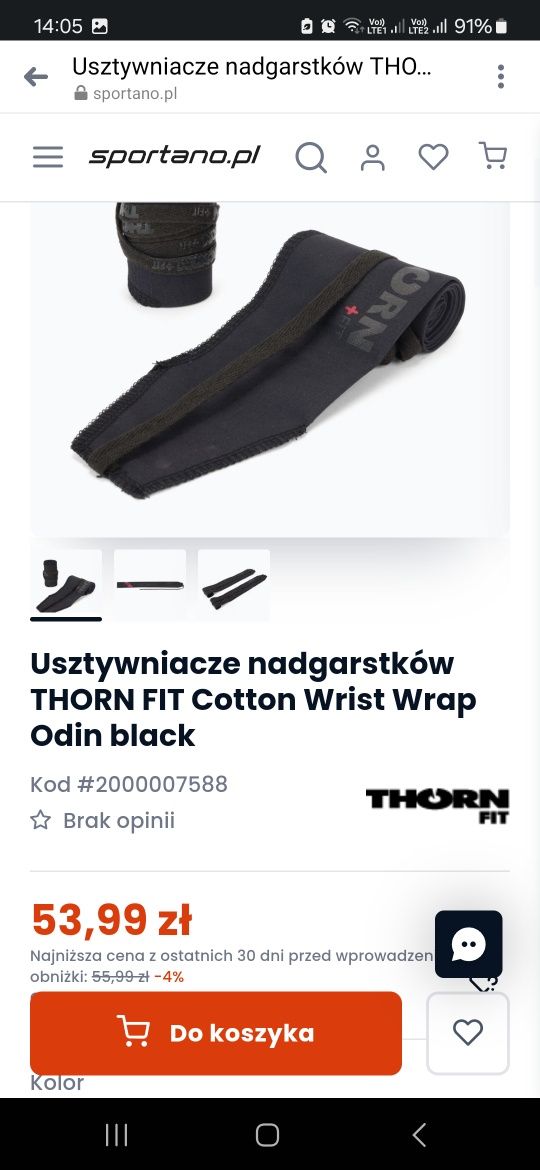 Usztywniacze nadgarstków THORN FIT Cotton Wrist Wrap Odin black