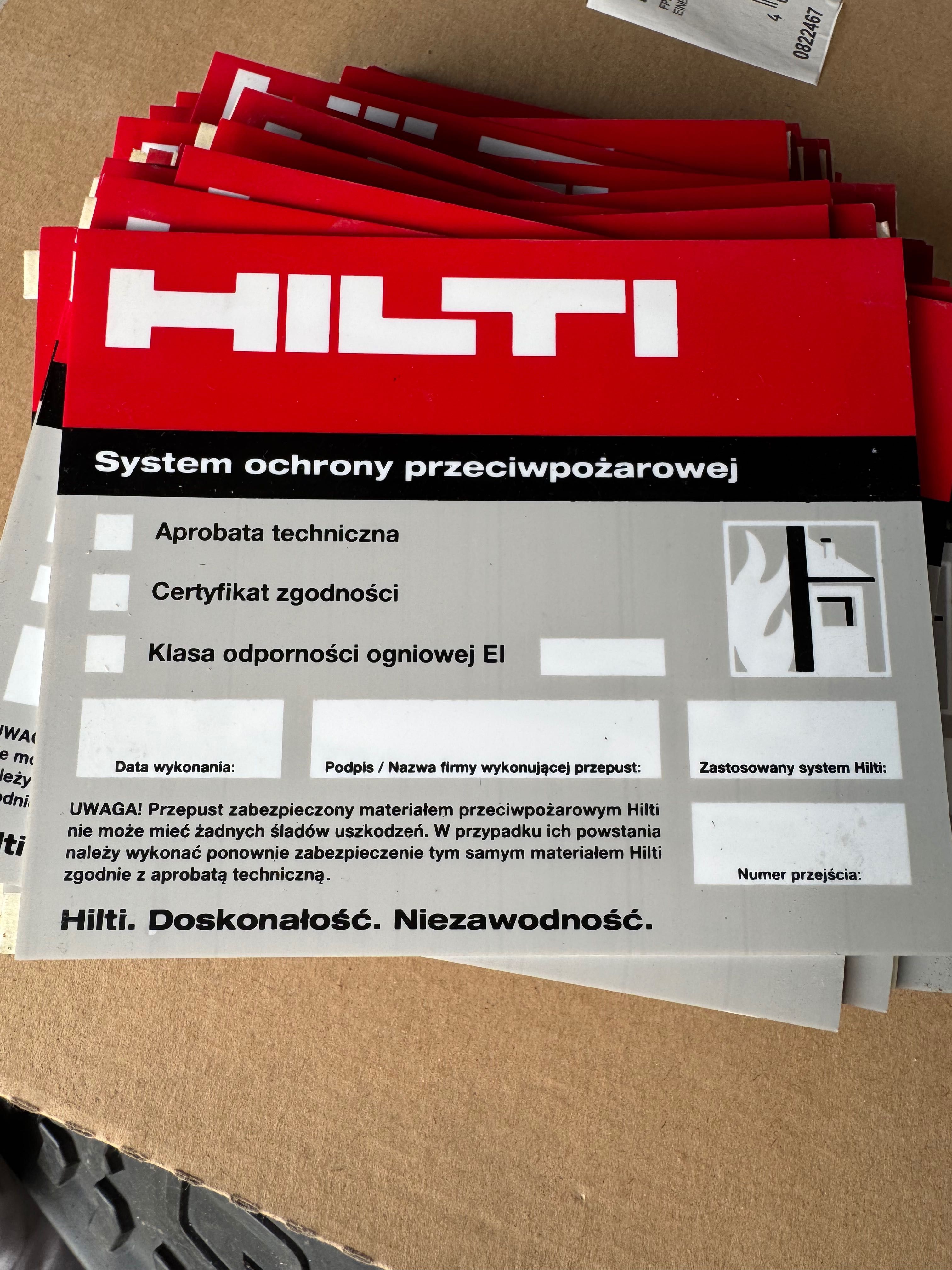 HILTI tabliczki na przejścia p. poż