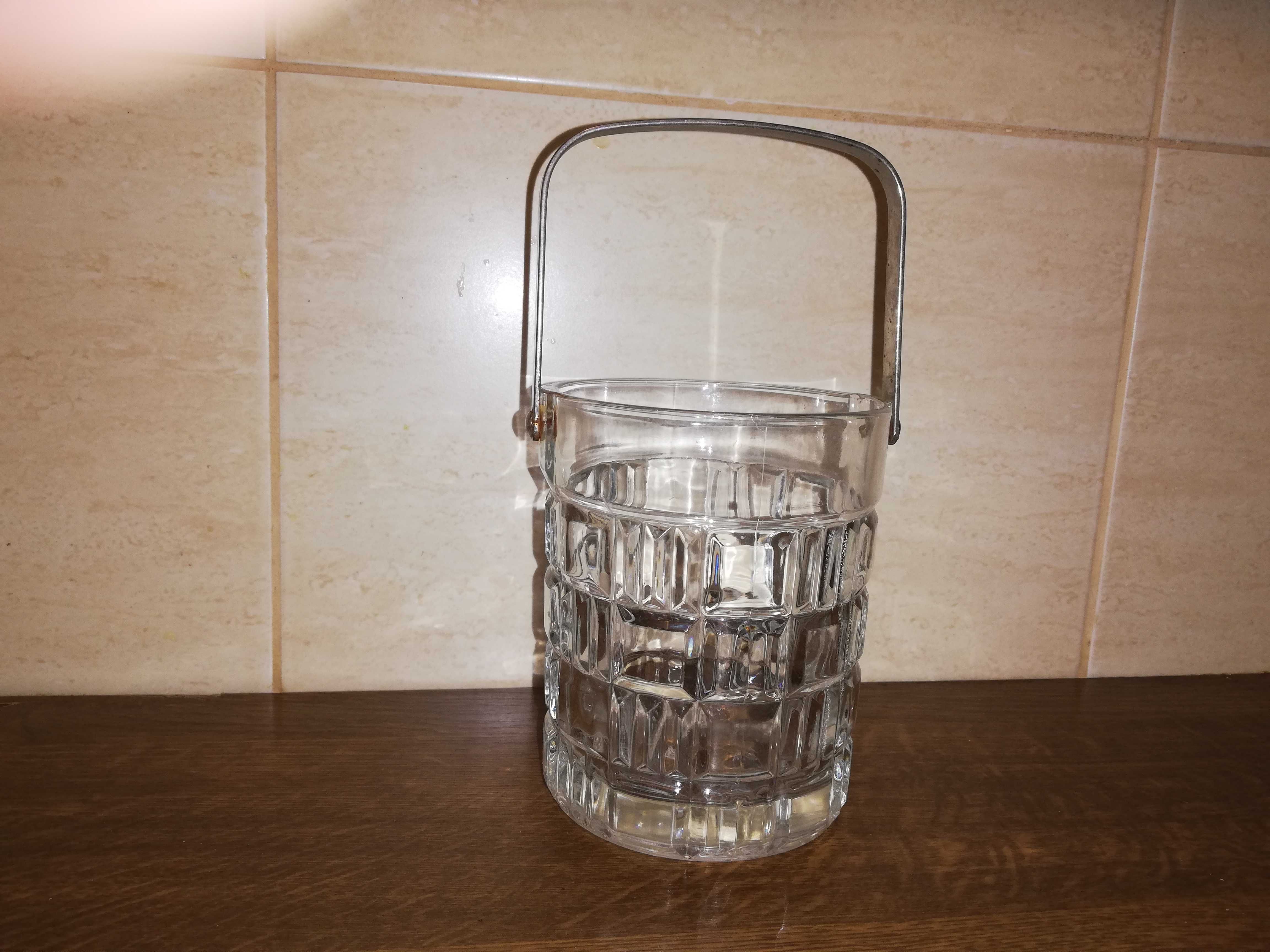 Szklany pojemnik na lód Art Deco vintage