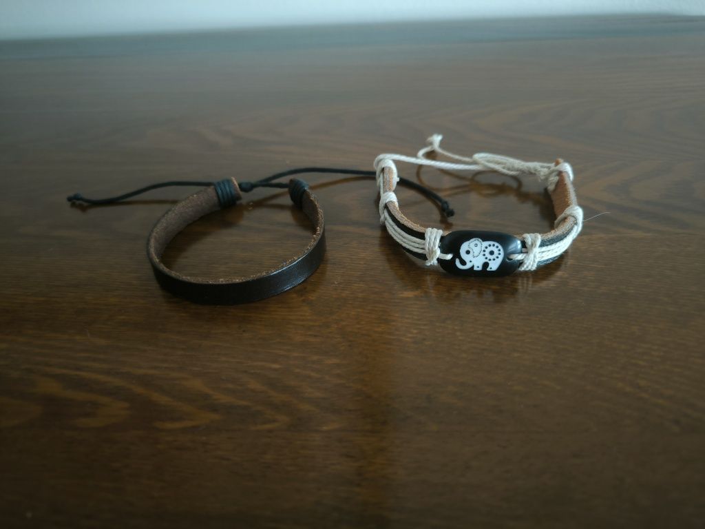 2 Pulseiras de couro com pedra (novo)
