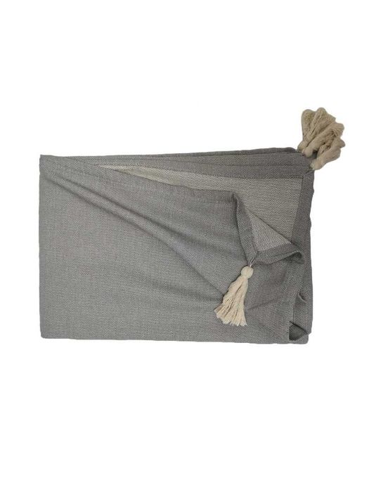 Narzuta na łóżko 240×260 szara minimalistyczna 100% bawełna boho