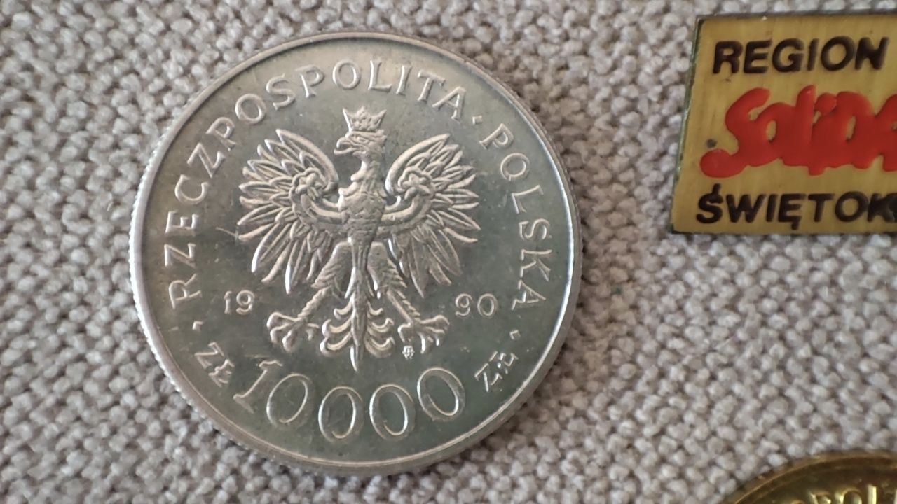 Solidarność zestaw dwie monety i przypinka