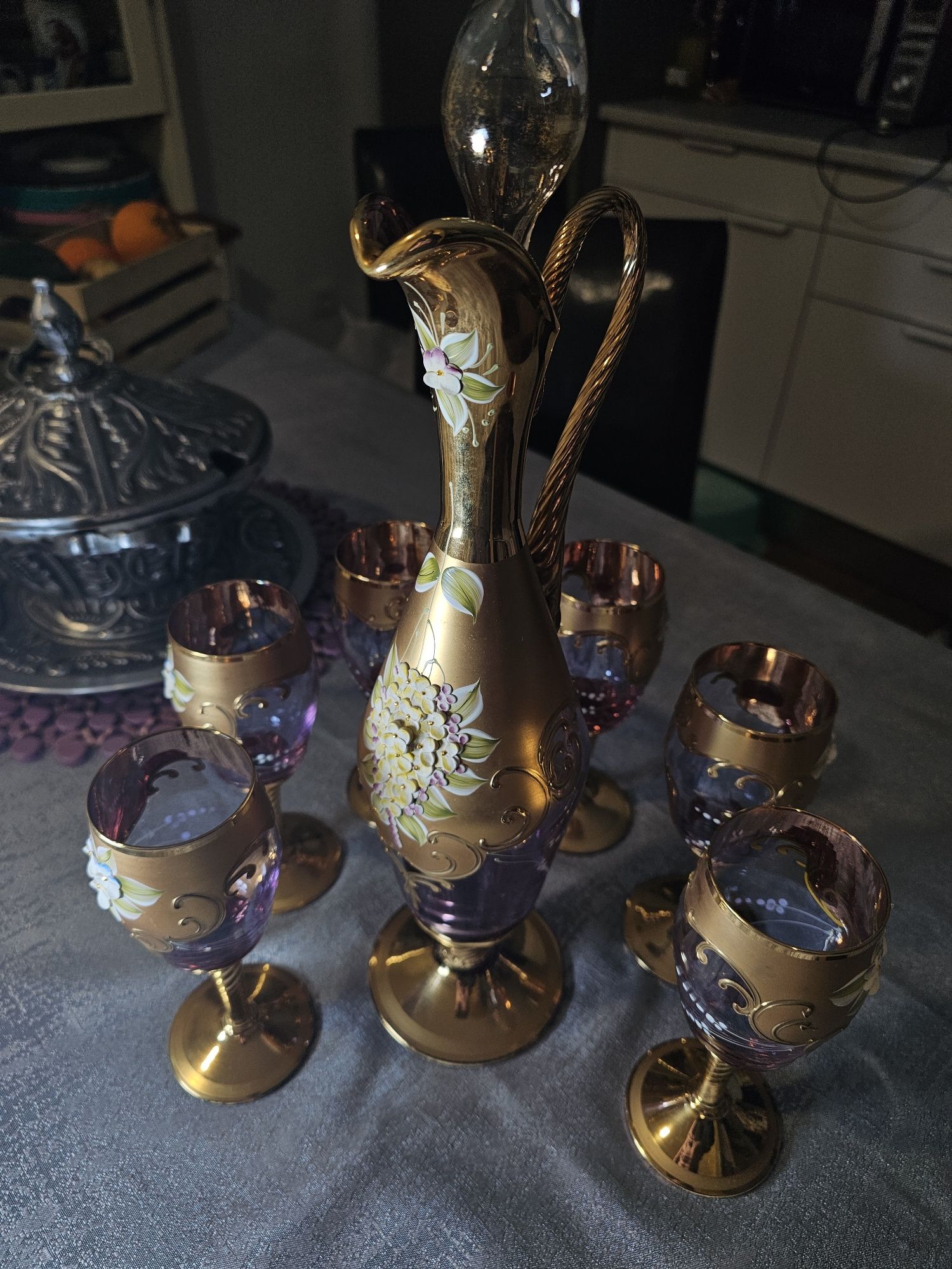 Conjunto de 6 copos e garrafa