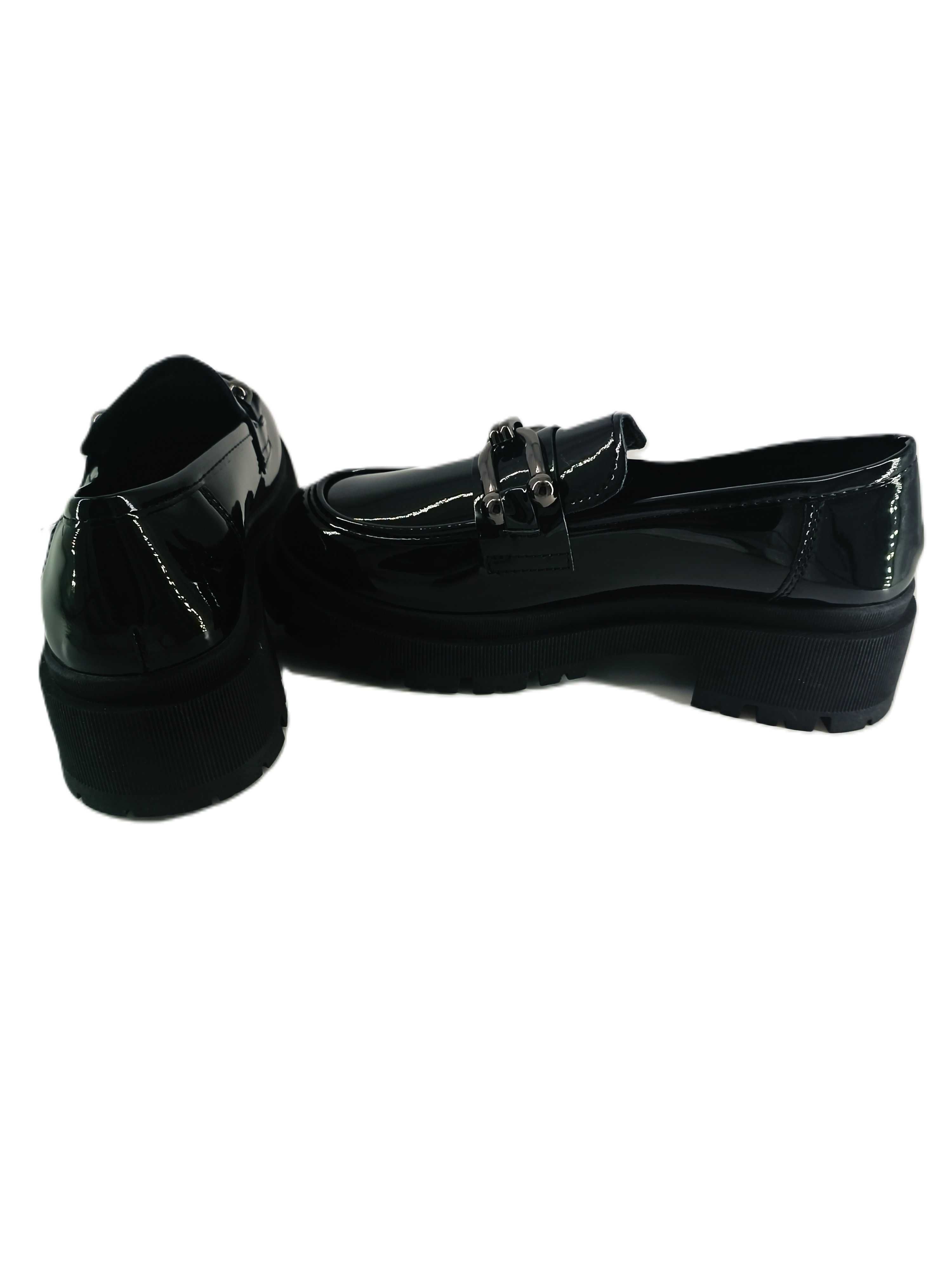 Czarne ,Eleganckie ,Mokasyny ,Lakierowane(36)