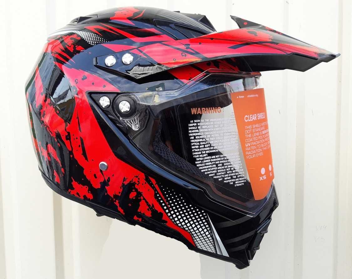 Шлем с козырьком и визором для Enduro мотоциклов и квадроциклов