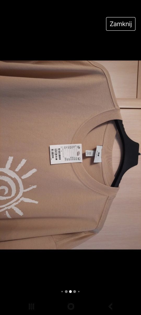 T-shirt beżowy z nadrukiem xl/xxl H&M