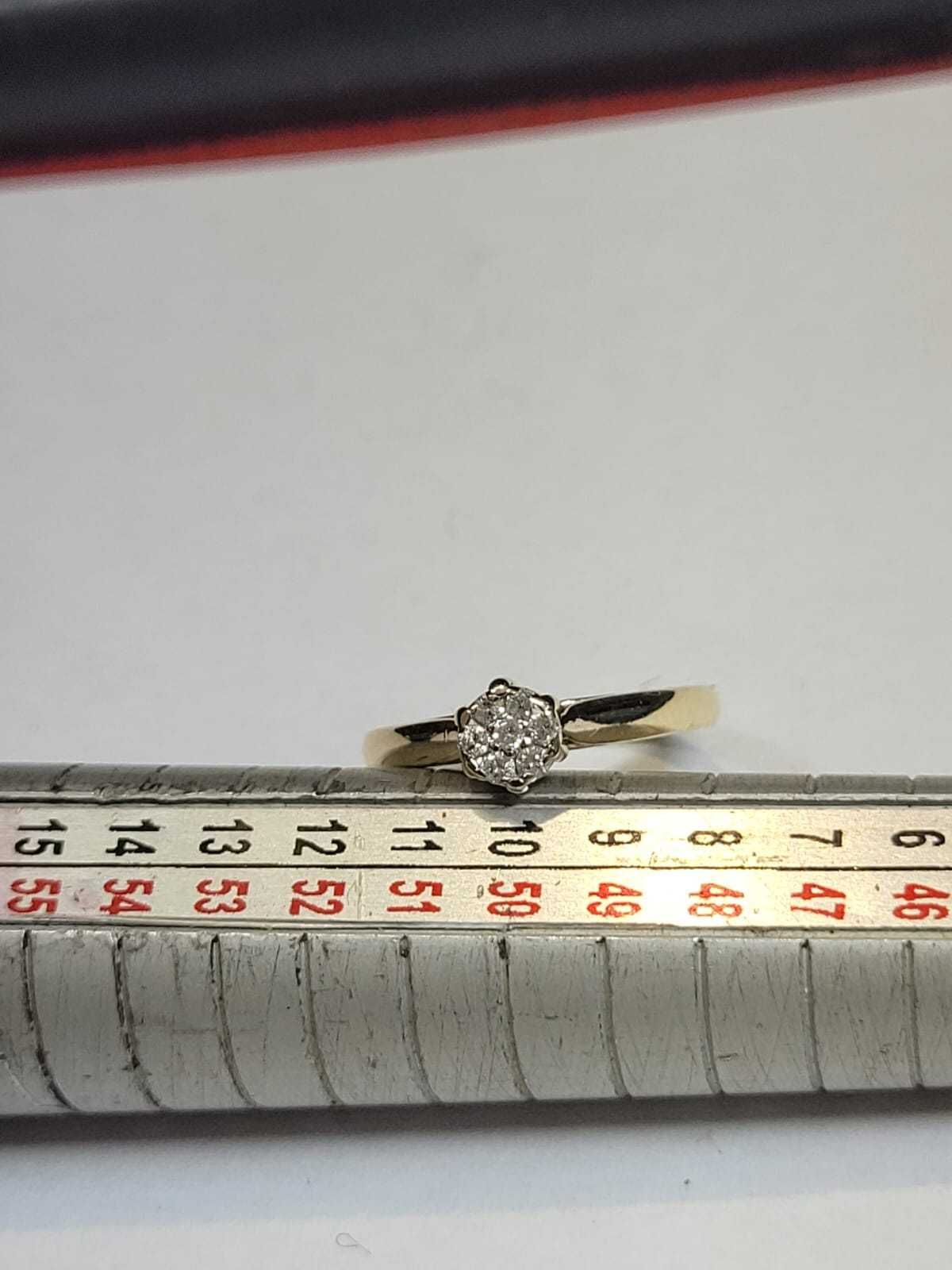 Złoty pierścionek z brylantami - 7sztuk - 375