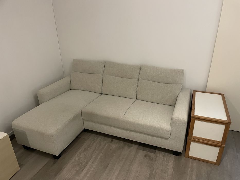 Sofá Cinza Ikea de 3 lugares com chaiselongue