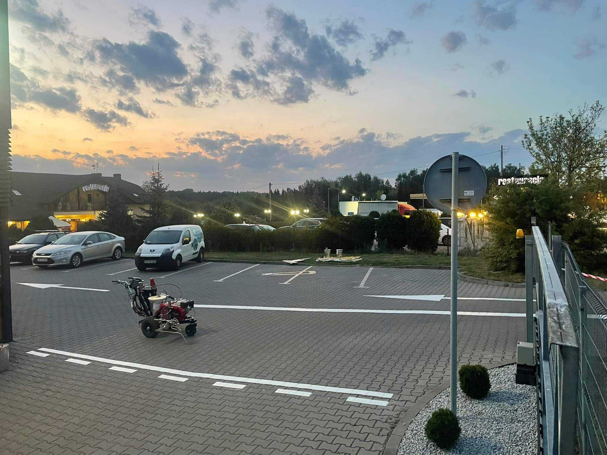 Oznakowanie poziome parkingów, hal, magazynów, malowanie linii, pasów