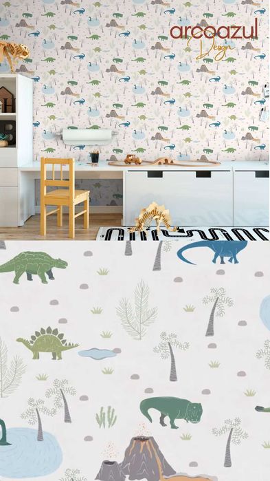 Papel de Parede Infantil Dinossauros , savana, princesas  By Arcoazul