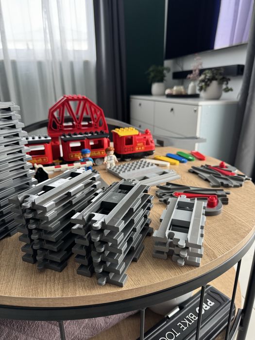 Mega zestaw pociąg parowy kolejka lego duplo z mostem