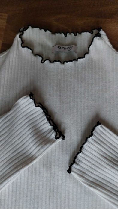 Półgolfem biały z granatową obramowka jesień rozm S Orsay