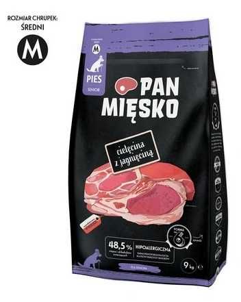 Pan Mięsko Karma sucha dla psa Cielęcina z jagnięciną chrupki M 9kg