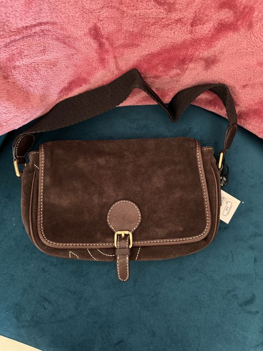 Mala em camurça castanha da Purification Garcia nova