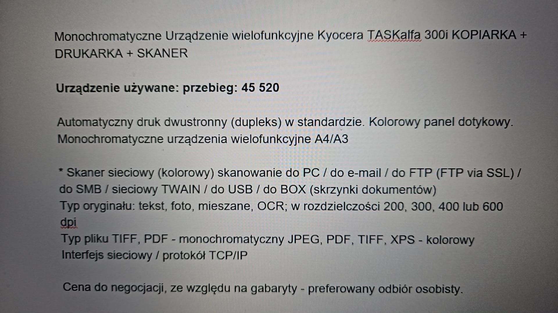 Kserokopiarka Kyocera Taskalfa  300i