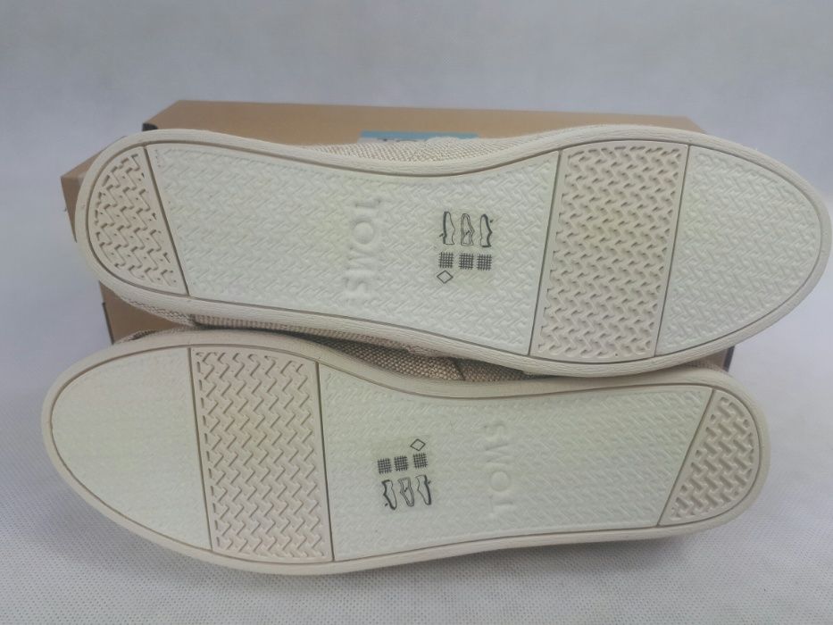 NOWE espadryle TOMS WMN Classic natural metallic linen lniane eu38 pol