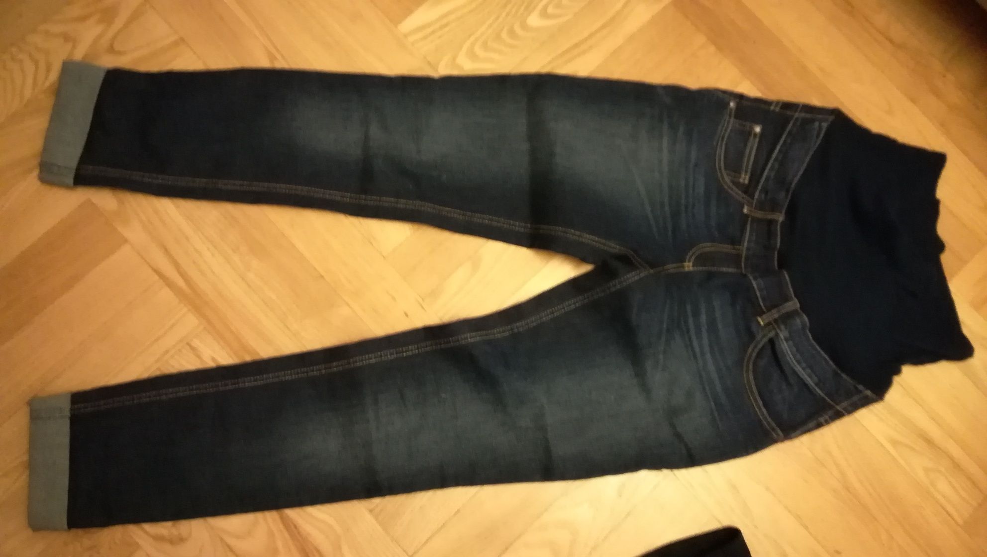 Spodnie ciążowe kolor jeans indygo M 38 długie nogawki! Wysoki wzrost