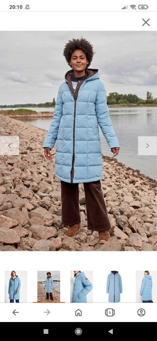 Kurtka puchowa płaszcz zimowy turkus brąz dwustronna 40