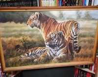 Obraz w ramie "Tygrysy na łące"