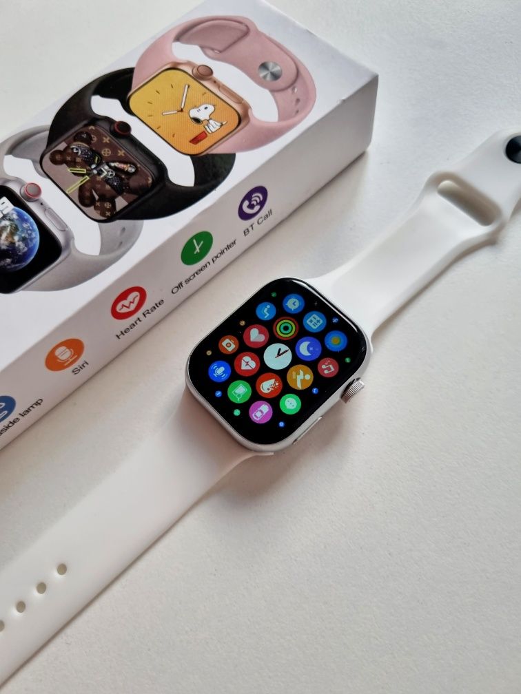 Smartwatch 9 srebrny na białym pasek