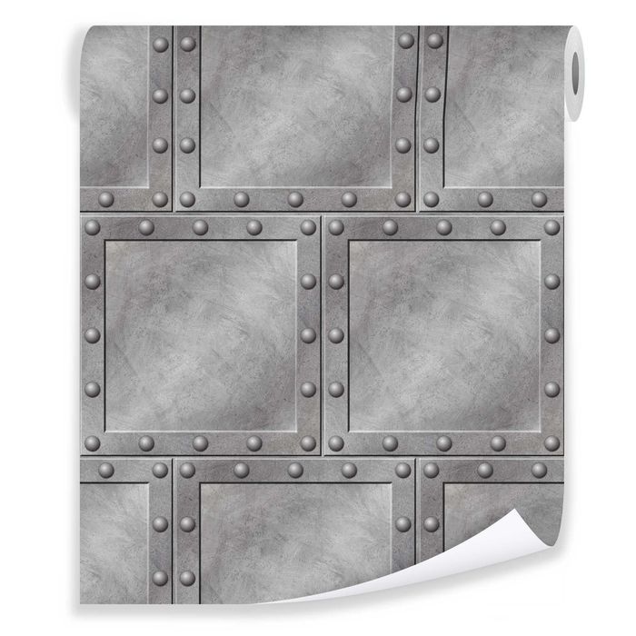 KUP 3 ZAPŁAĆ MNIEJ Tapeta Loft Blacha Metal Srebro Ściana 3D Na Ścianę
