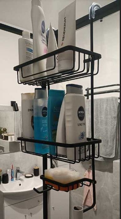 PÓŁKA ŁAZIENKOWA PRYSZNICOWA wisząca *nowa* czarna metalowa loftowa