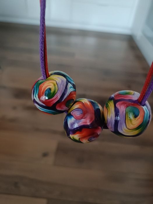 Korale marmurkowe drewniane