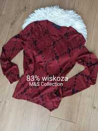 Sweter bluzka na guziki ciemno czerwony burgundowy M&S Collection S/36