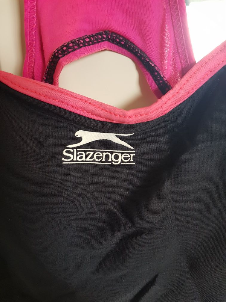 Fato de banho preto e fúcsia rosa choque Slazenger