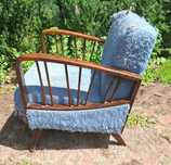 PRL stary wygodny fotel klubowy art deco unikatowy