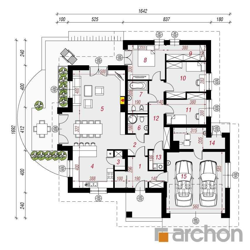 Projekt domu / Budynek mieszkalny parterowy / Dom w jonagoldach (G2)