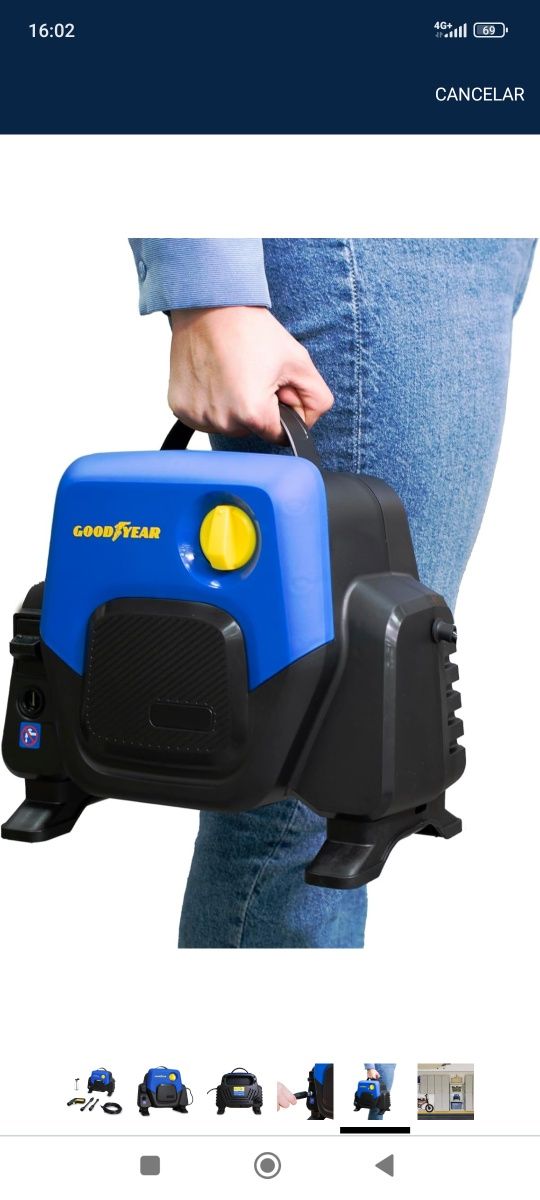 Pistola de Pressão Goodyear compacta potente +reservatório lavar carro
