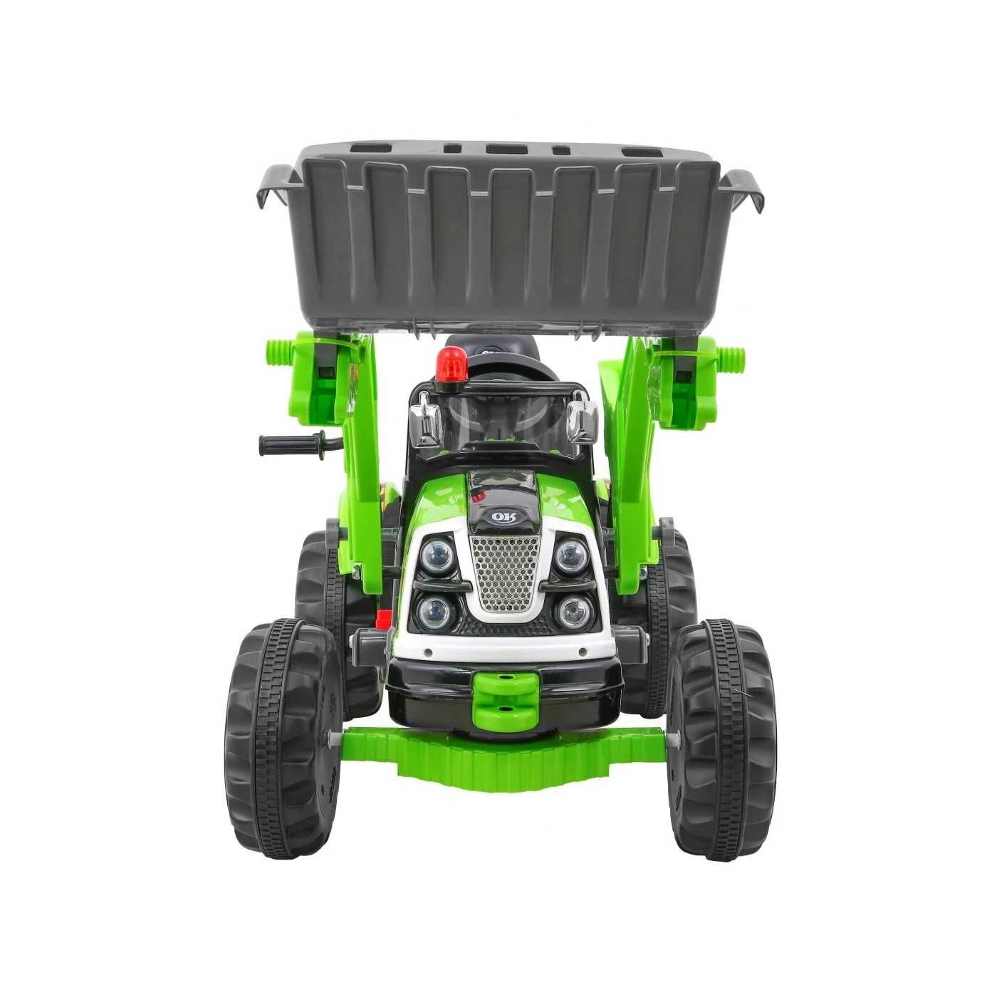 Spychacz na akumulator dla dzieci Traktor  + Ruchoma łyżka + Trąbka