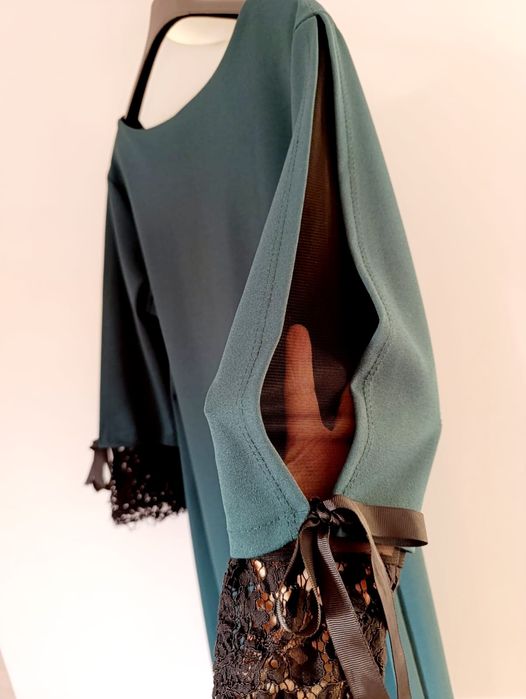 Prosta sukienka butelkowa zieleń r. 36/38